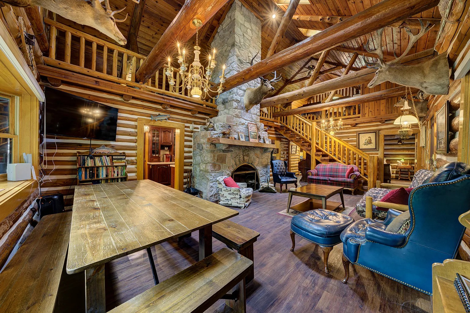 Riverfront lodge on the Boardman River in Williamsburg Michigan