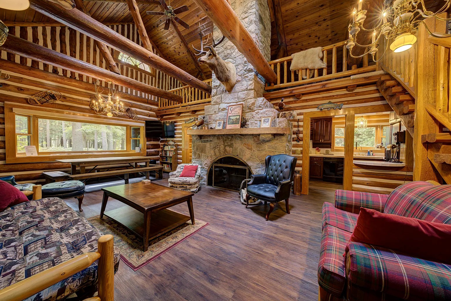 Riverfront lodge on the Boardman River in Williamsburg Michigan